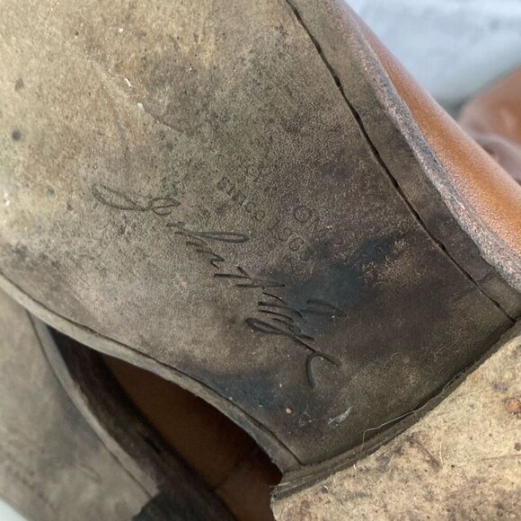 Frye Phillip Harness Tall Wide Calf Riding Boots Cognac Leather Zip Back 6M - Picture 12 of 13